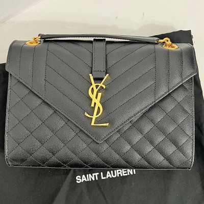Borsa Envelope Media Grain de Poudre Saint Laurent